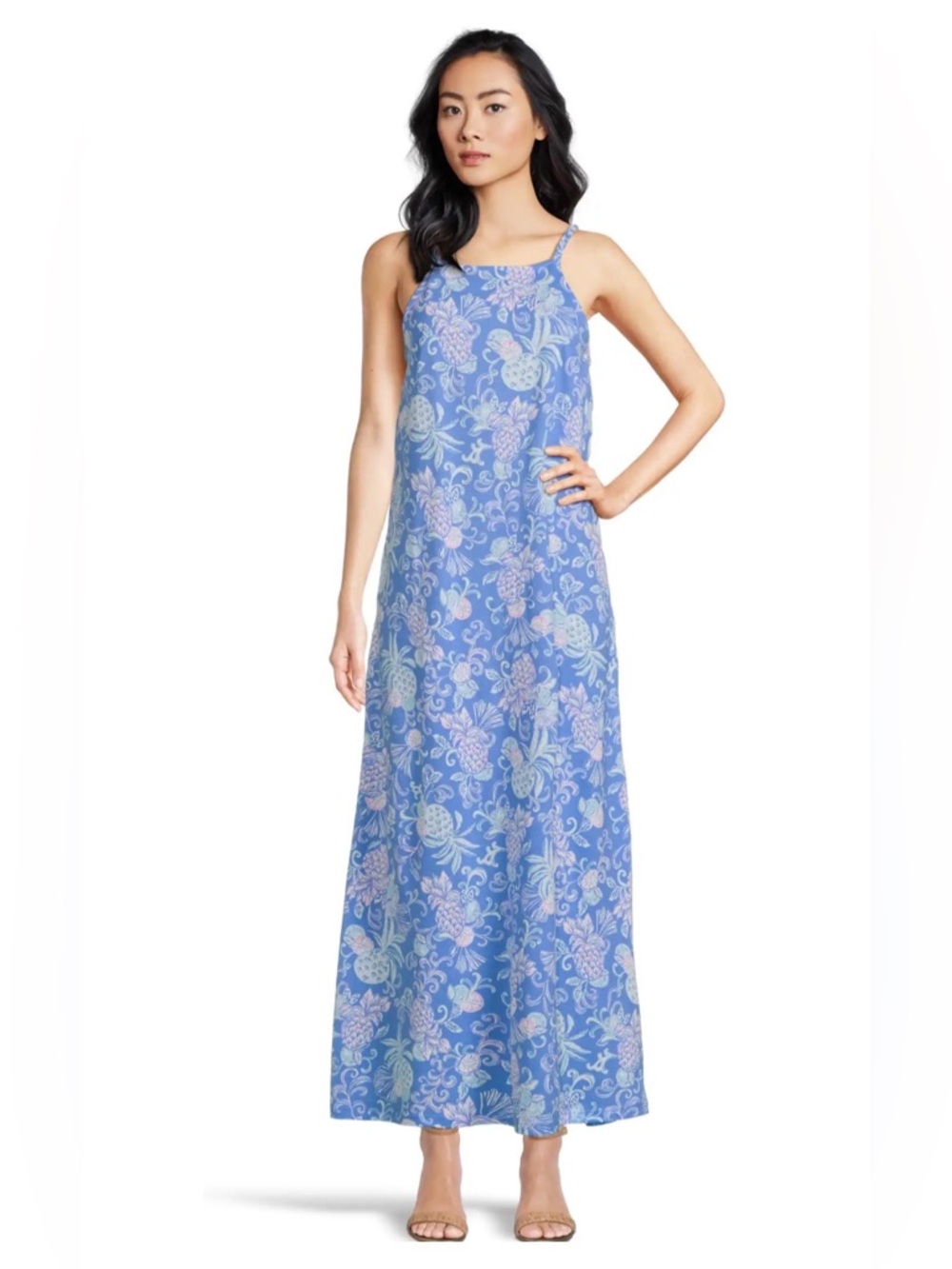 NWT Lilly Pulitzer Kyleigh Blue Floral-Tropical Maxi Dress size Small